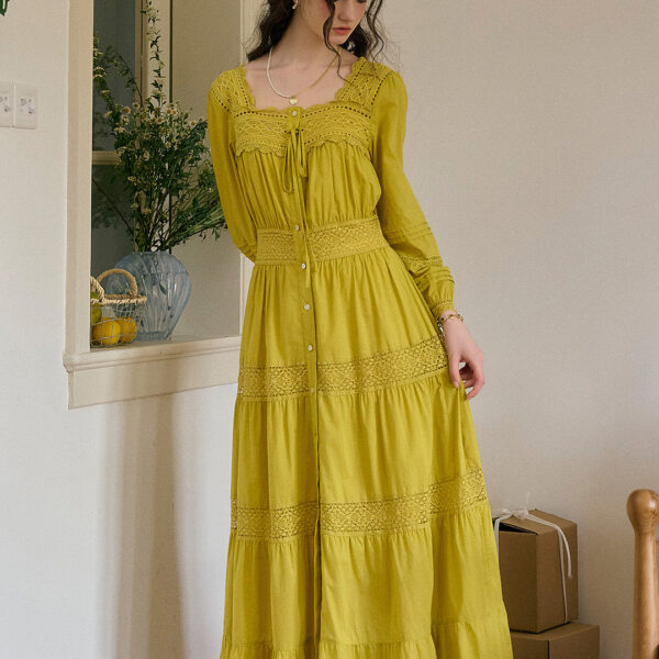 Bella Square Neck Tie 100% Cotton Dress